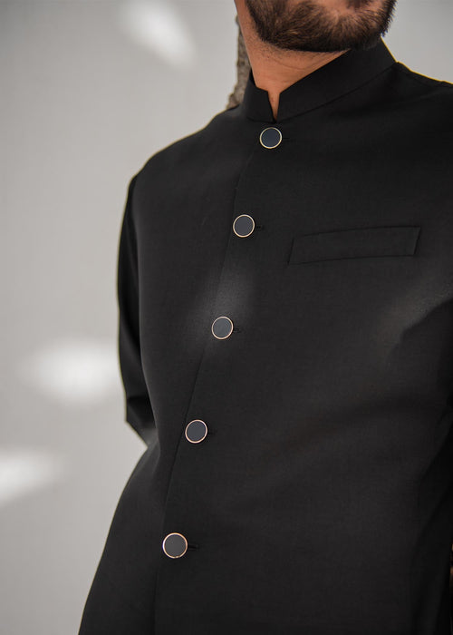 Black Waistcoat with Silver Buttons