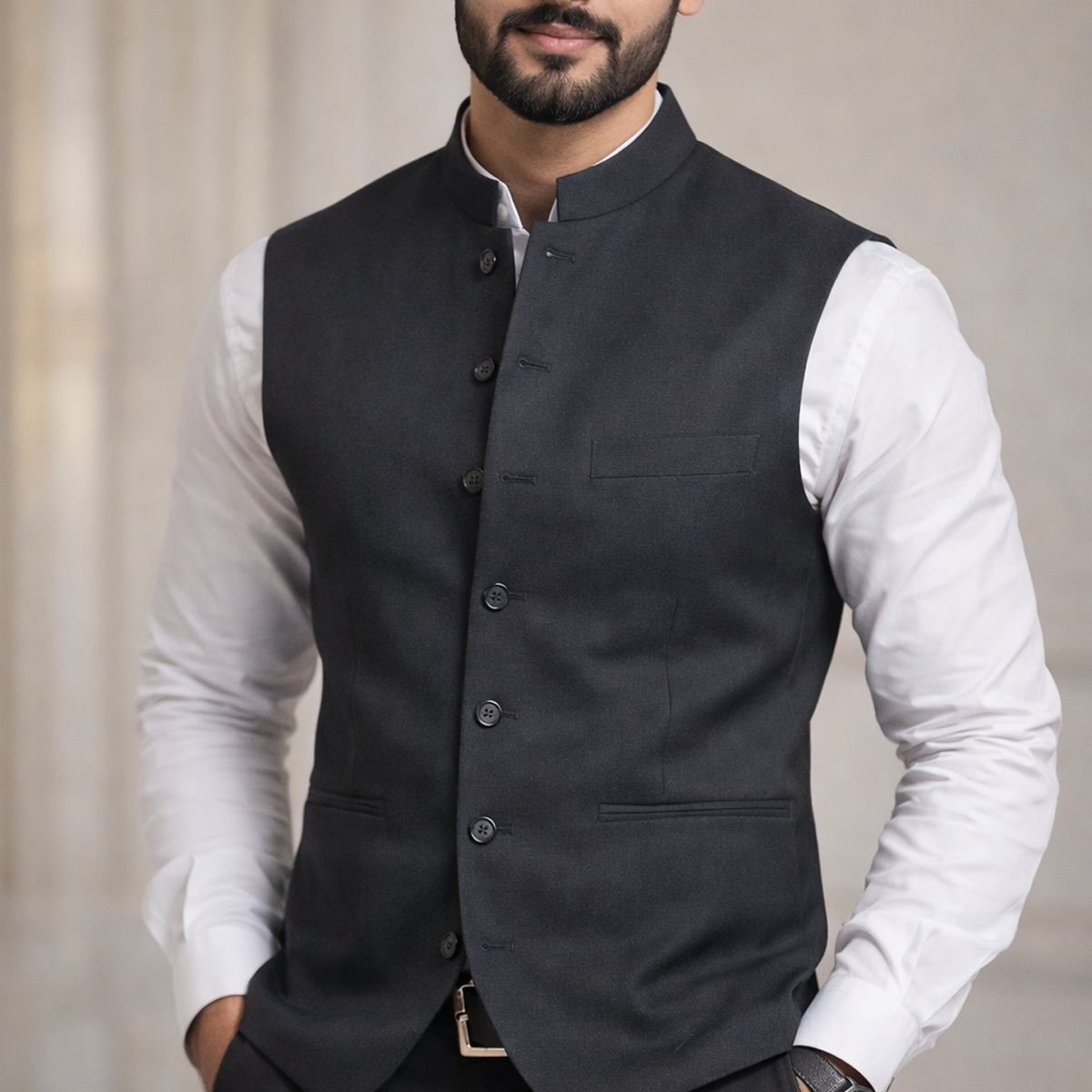 Formal Black Waistcoat