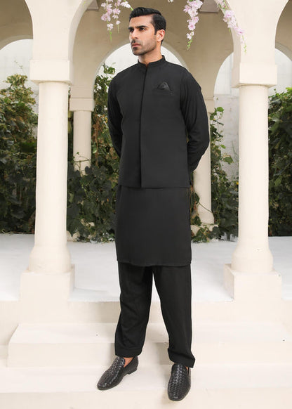 Black Waistcoat with Pocket Square