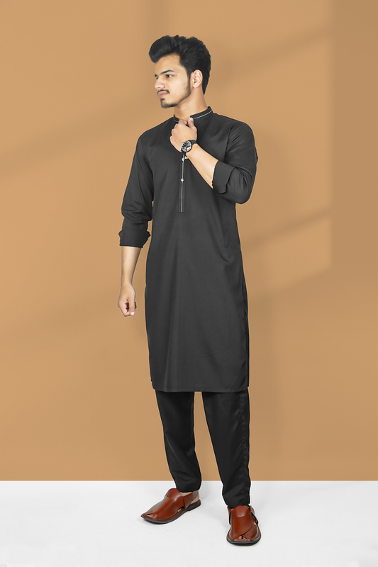 Styling Suit Black Ban White Strip SK-003