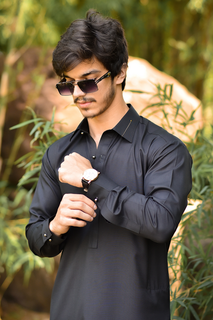 Styling Suit Black Collar yellow Strip SK-0015