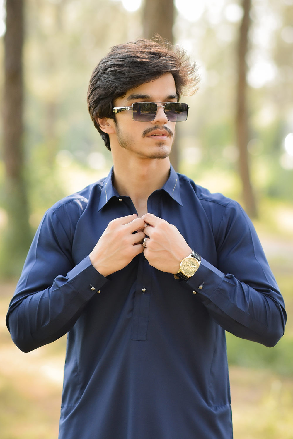 Styling Suit Navy Blue Collar Yellow Strip SK-0020
