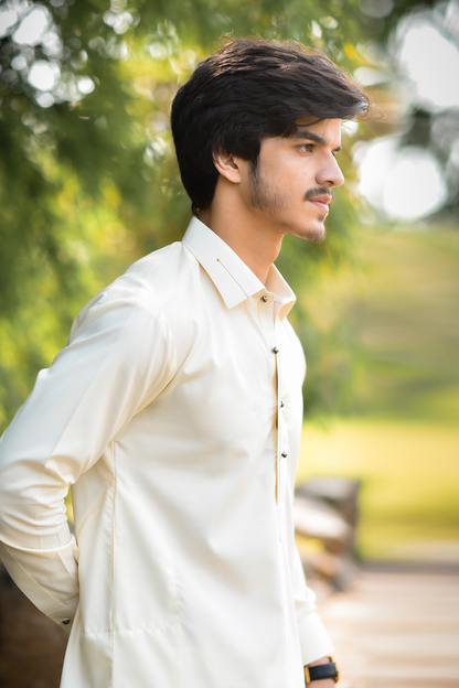 Styling Suit Beige Collar Yellow Strip SK-0016