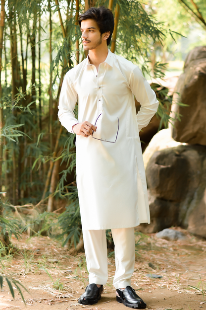 Styling Suit off white Collar Yellow Strip SK-0017