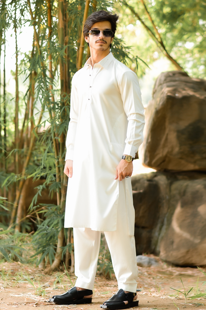 Styling Suit off white Collar Yellow Strip SK-0017