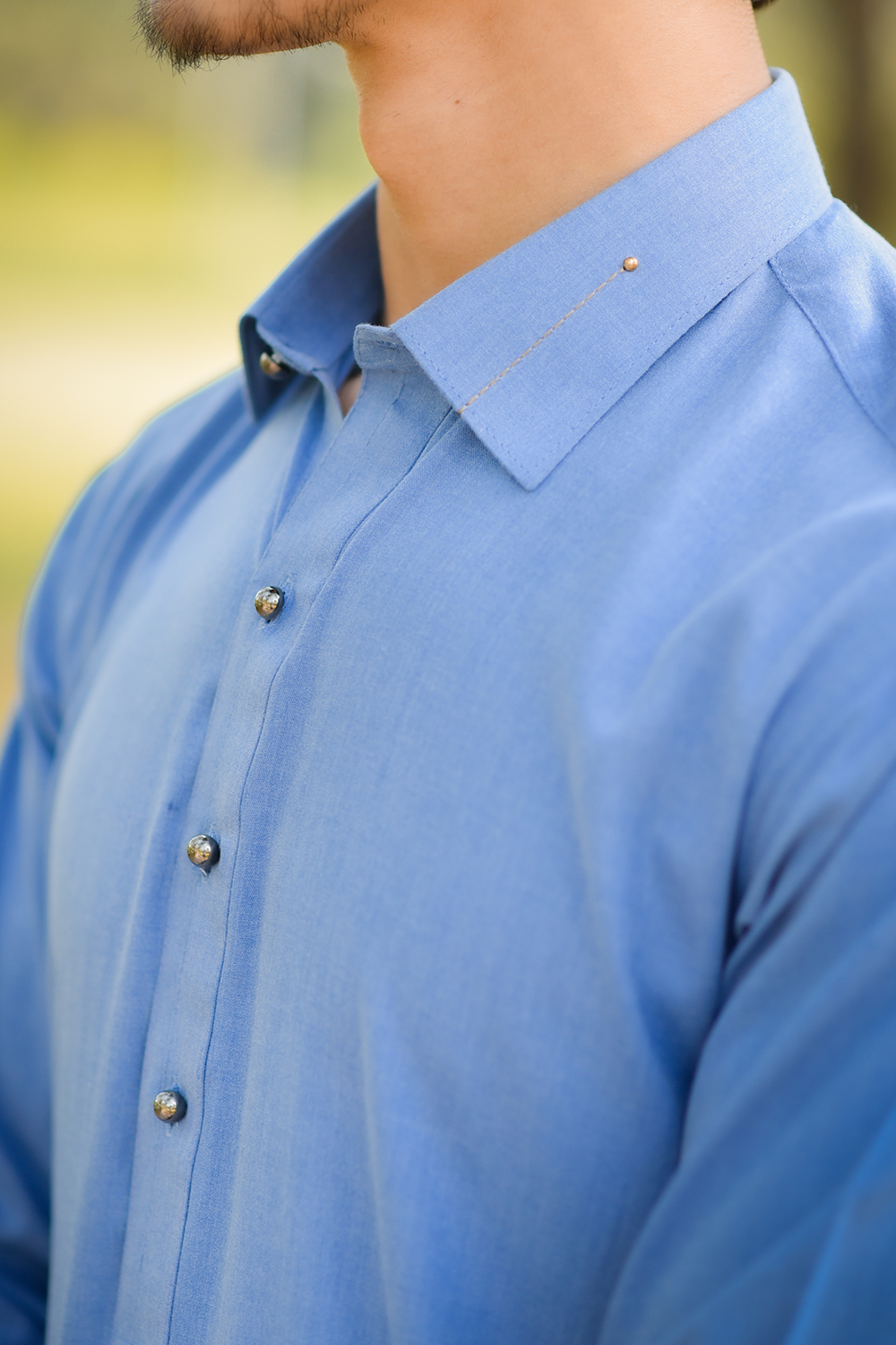 Styling Suit Denim Blue Collar Yellow Strip SK-0021