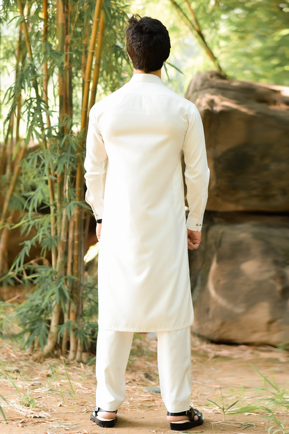 Styling Suit off white Collar Yellow Strip SK-0017