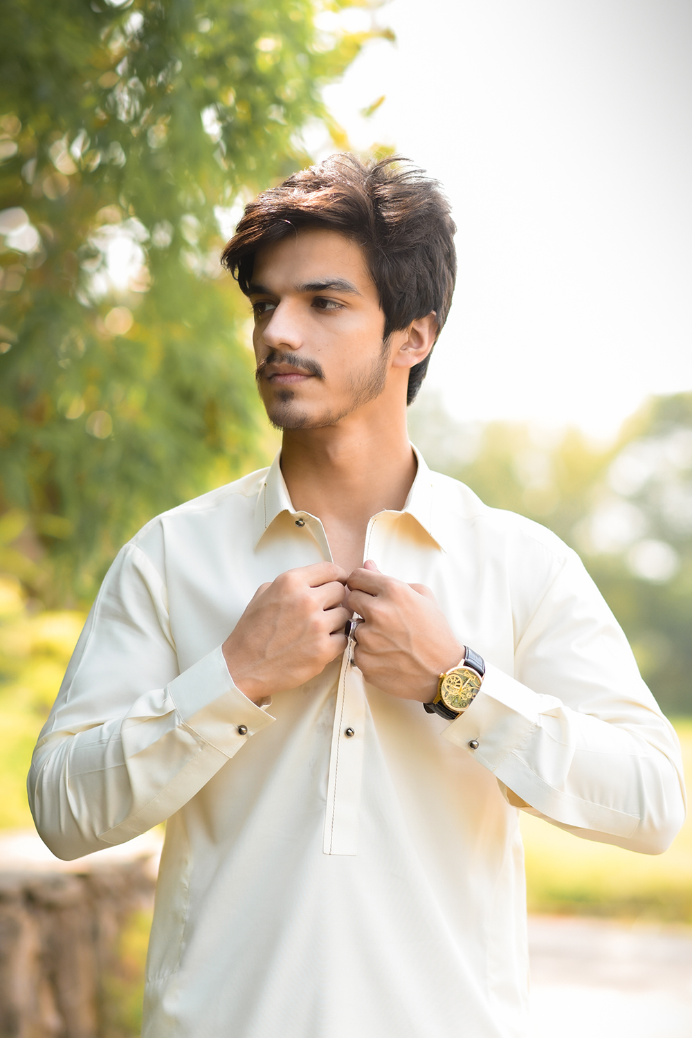 Styling Suit Beige Collar Yellow Strip SK-0016
