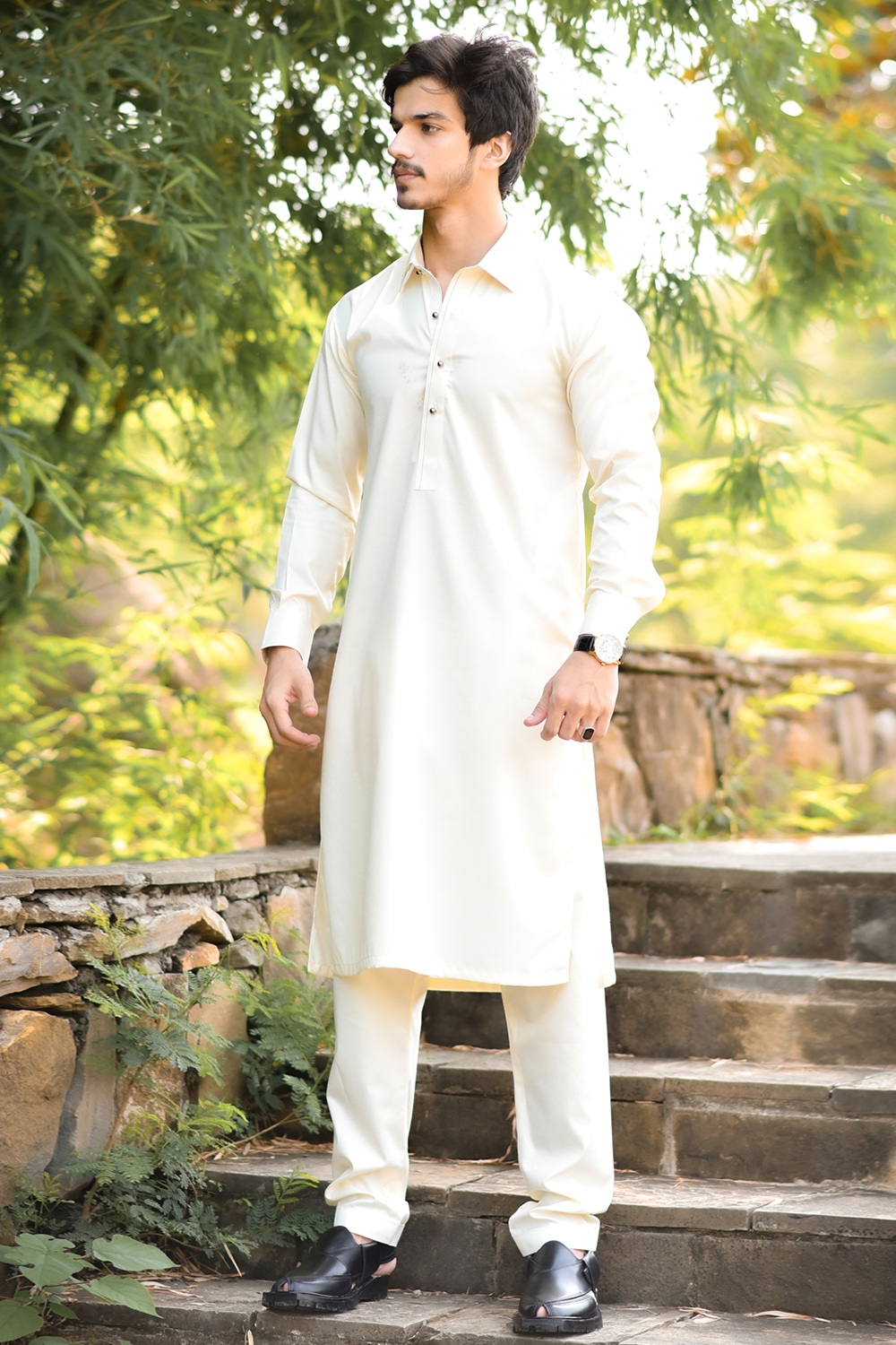 Styling Suit Beige Collar Yellow Strip SK-0016