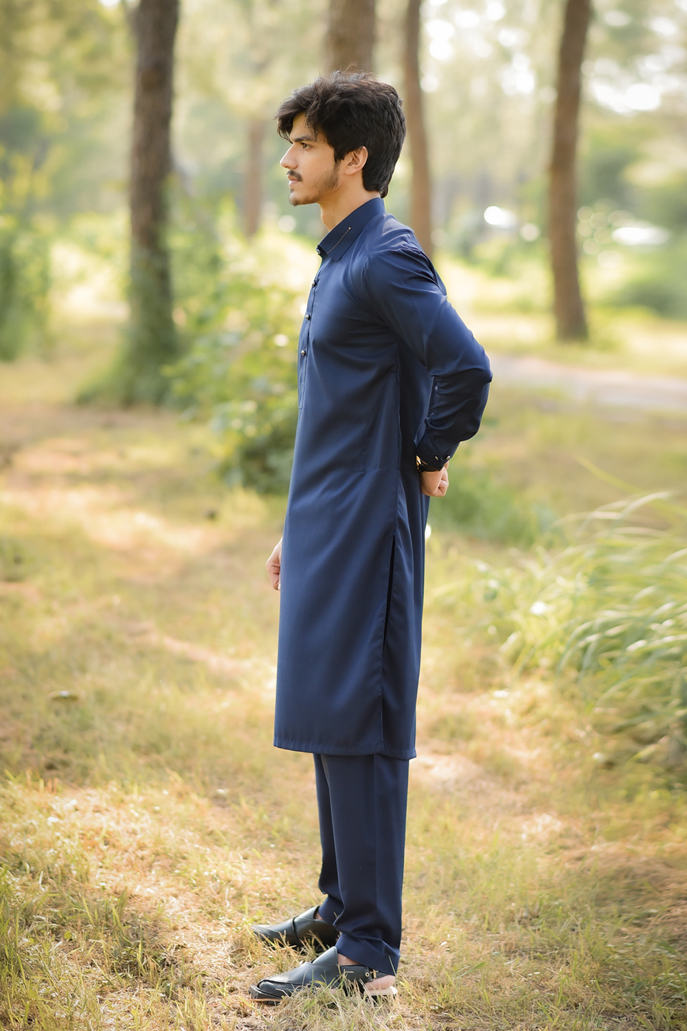 Styling Suit Navy Blue Collar Yellow Strip SK-0020