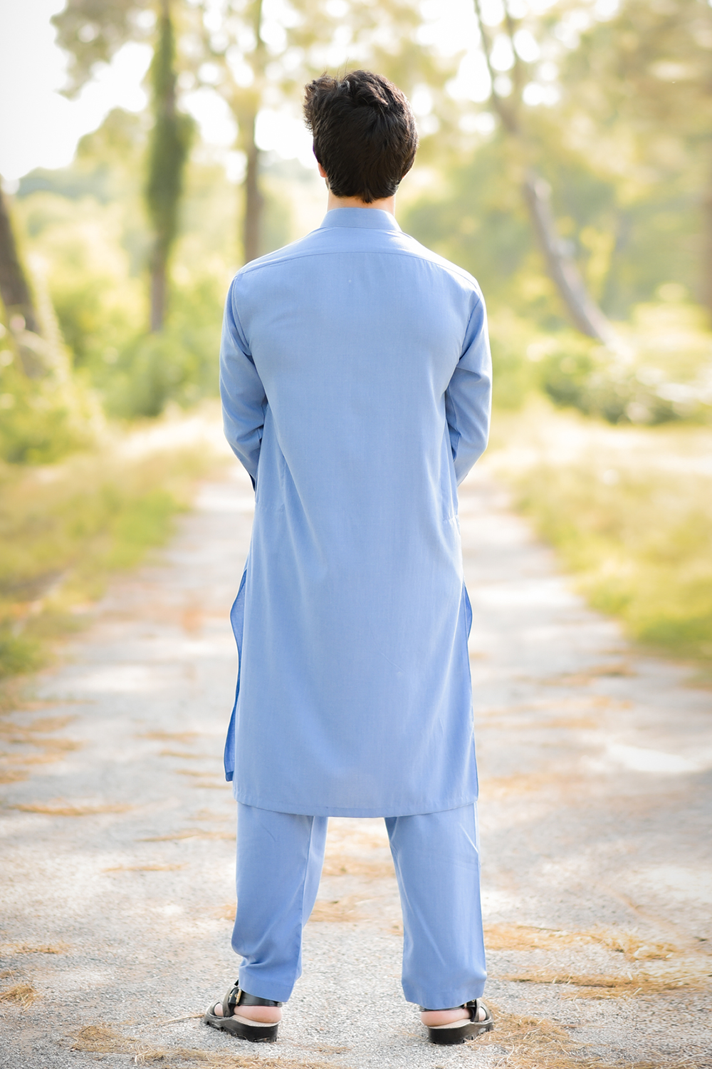 Styling Suit Denim Blue Collar Yellow Strip SK-0021