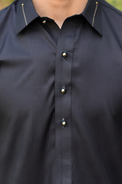 Styling Suit Black Collar yellow Strip SK-0015