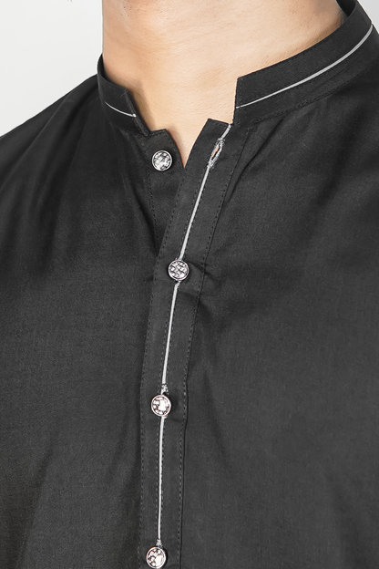 Styling Suit Black Ban White Strip SK-003