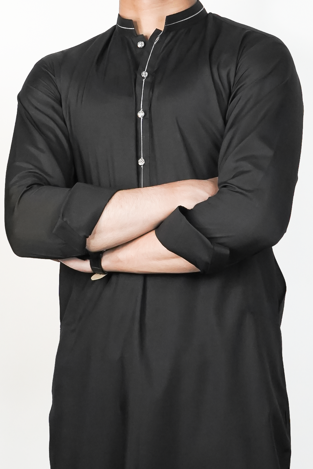 Styling Suit Black Ban White Strip SK-003