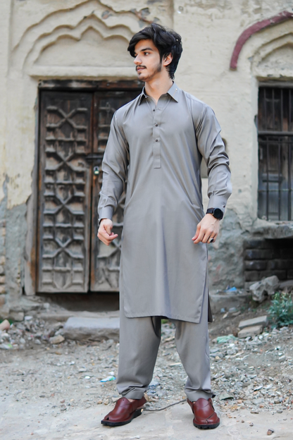 Styling Suit Grey Collar Yellow Strip SK-0016